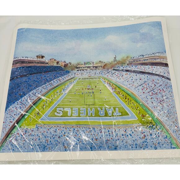 UNC Chapel Hill Tarheels Football Kenan Memorial Stadium Watercolor Giclee Print - Picture 1 of 6